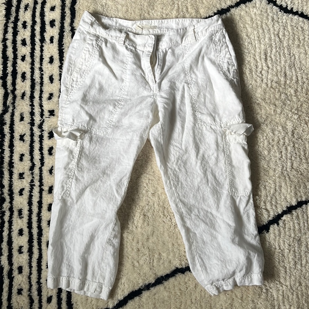 White linen cropped cargo pant Eileen Fisher